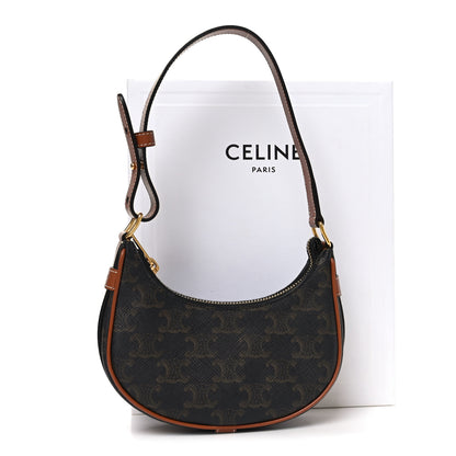 Celine Canvas Calfskin Mini Ava Triomphe Shoulder Bag Tan 16 of 17