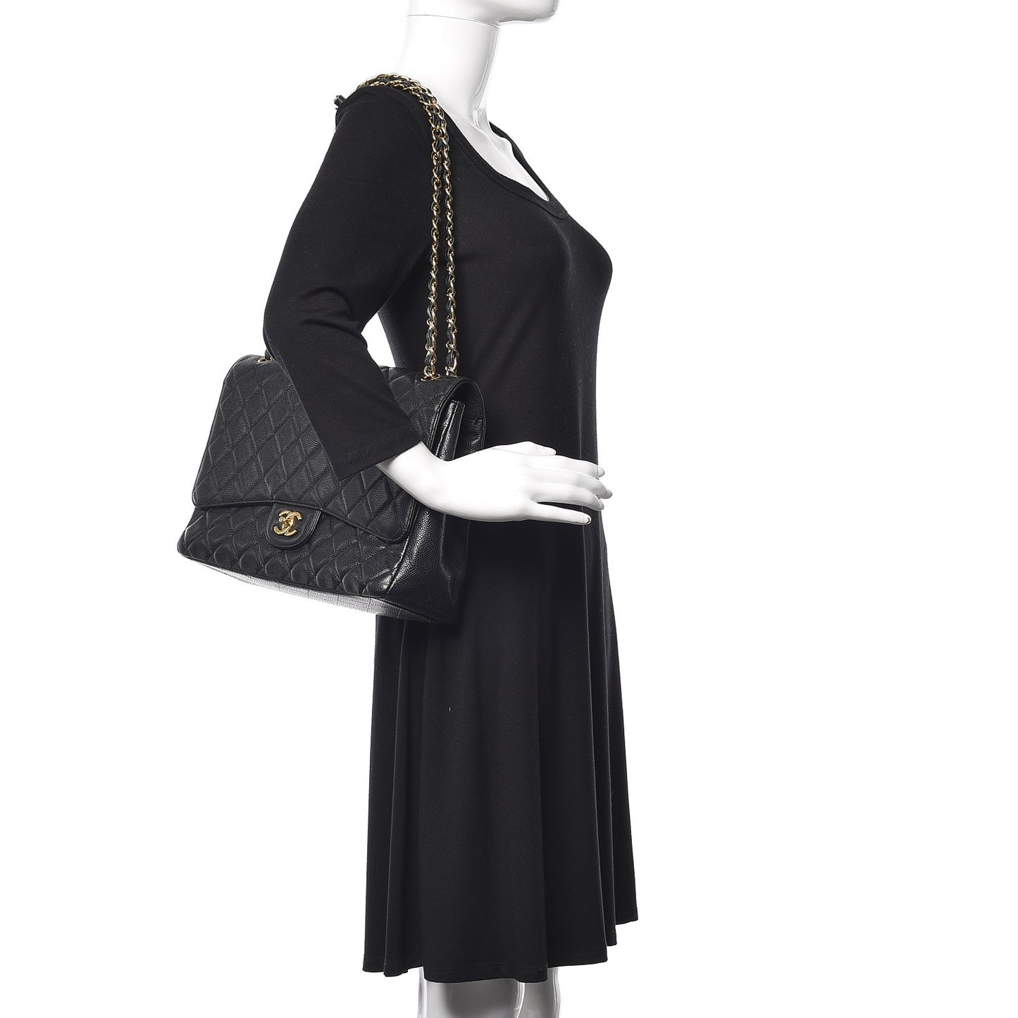 Caviar Quilted Maxi Single Flap Black