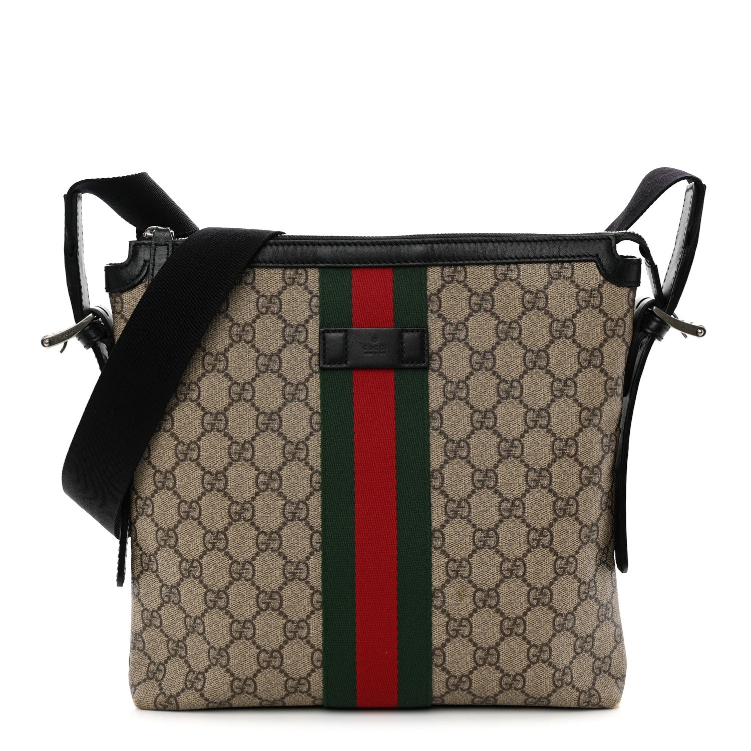 Gucci GG Supreme Monogram Web Messenger Bag Black 1 of 13