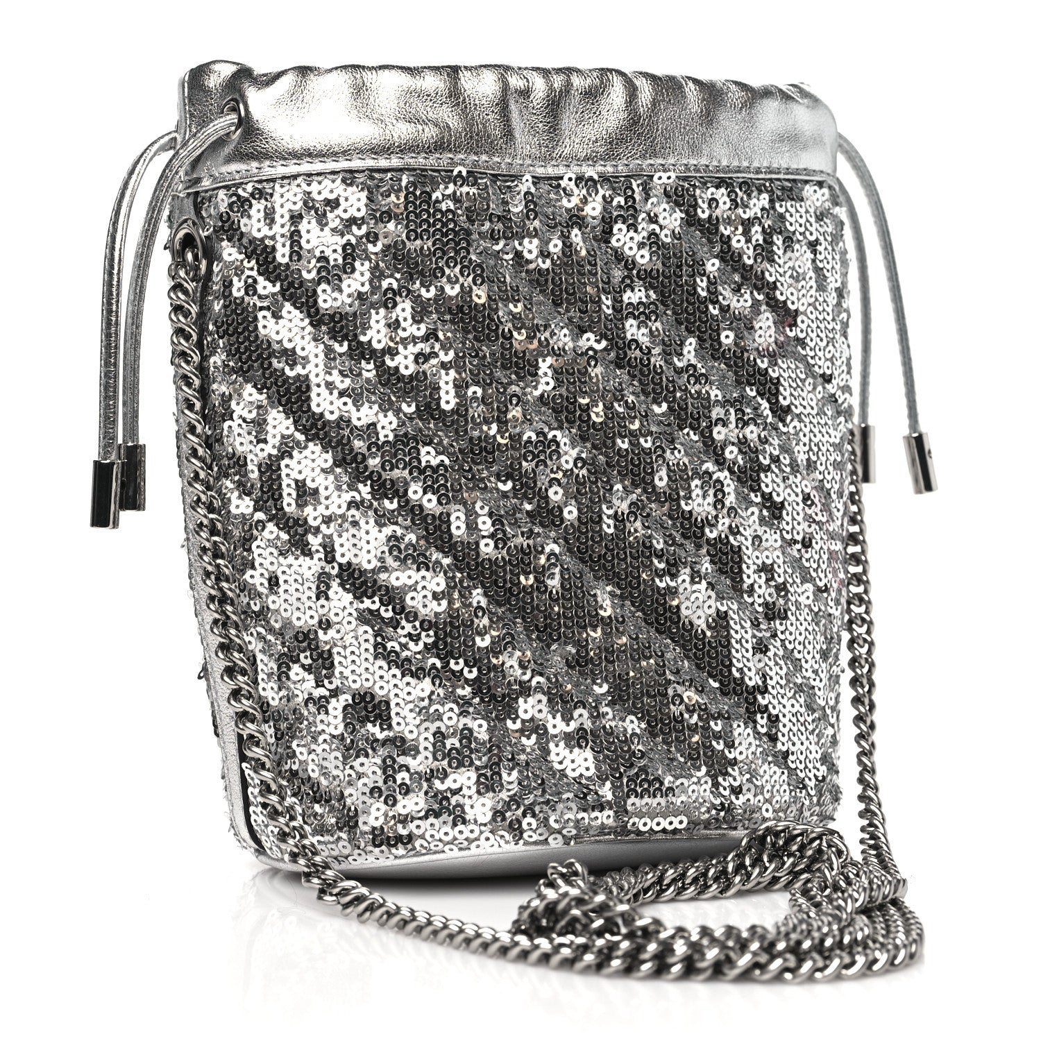 Gucci Sequin Mini GG Marmont 2.0 Bucket Bag Silver 3 of 10