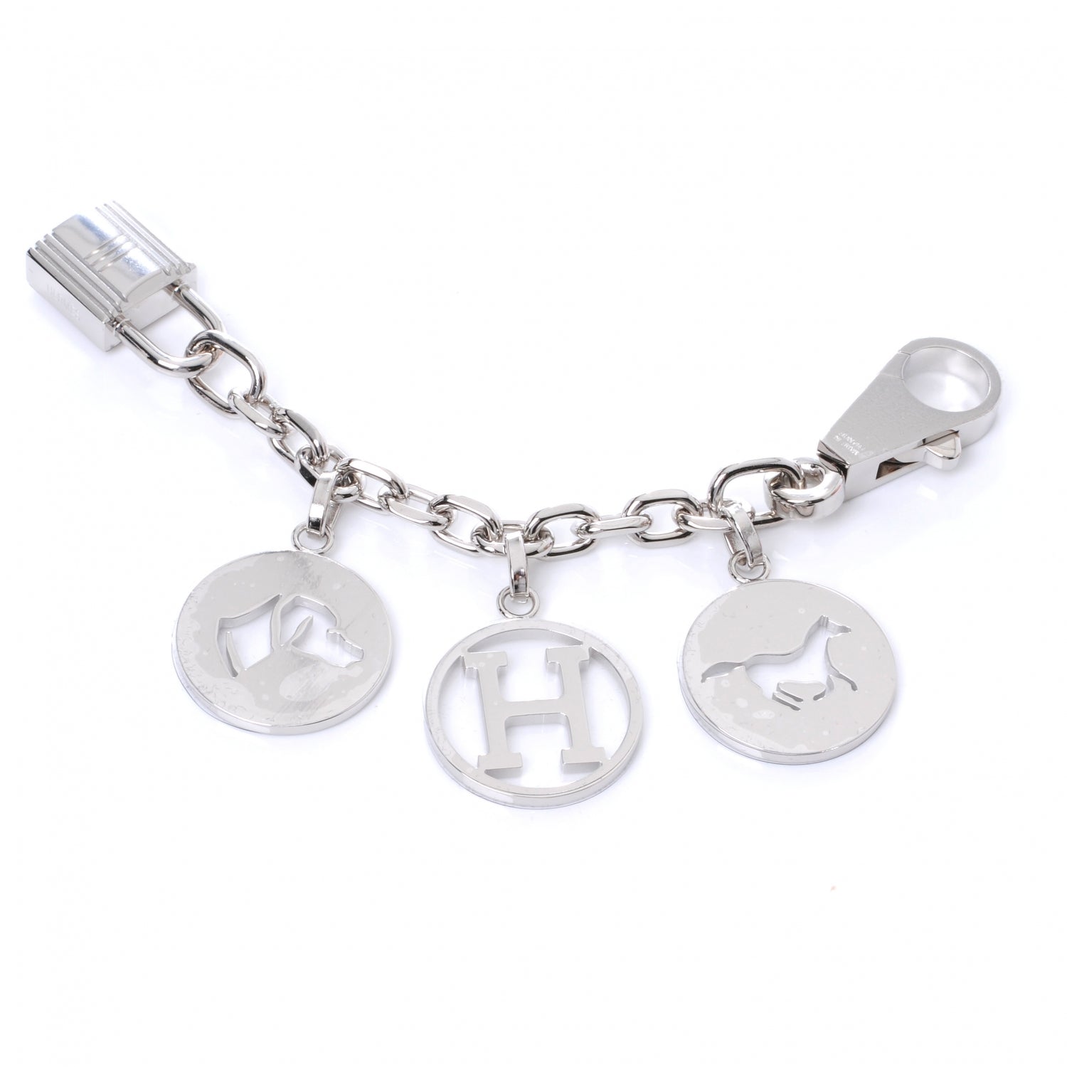 Hermes Palladium Breloque Bag Charm Silver 1 of 3