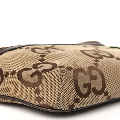 Gucci Monogram Jumbo GG Textured Dollar Calfskin Web Belt Bag Camel Ebony New Acero 9 of 11