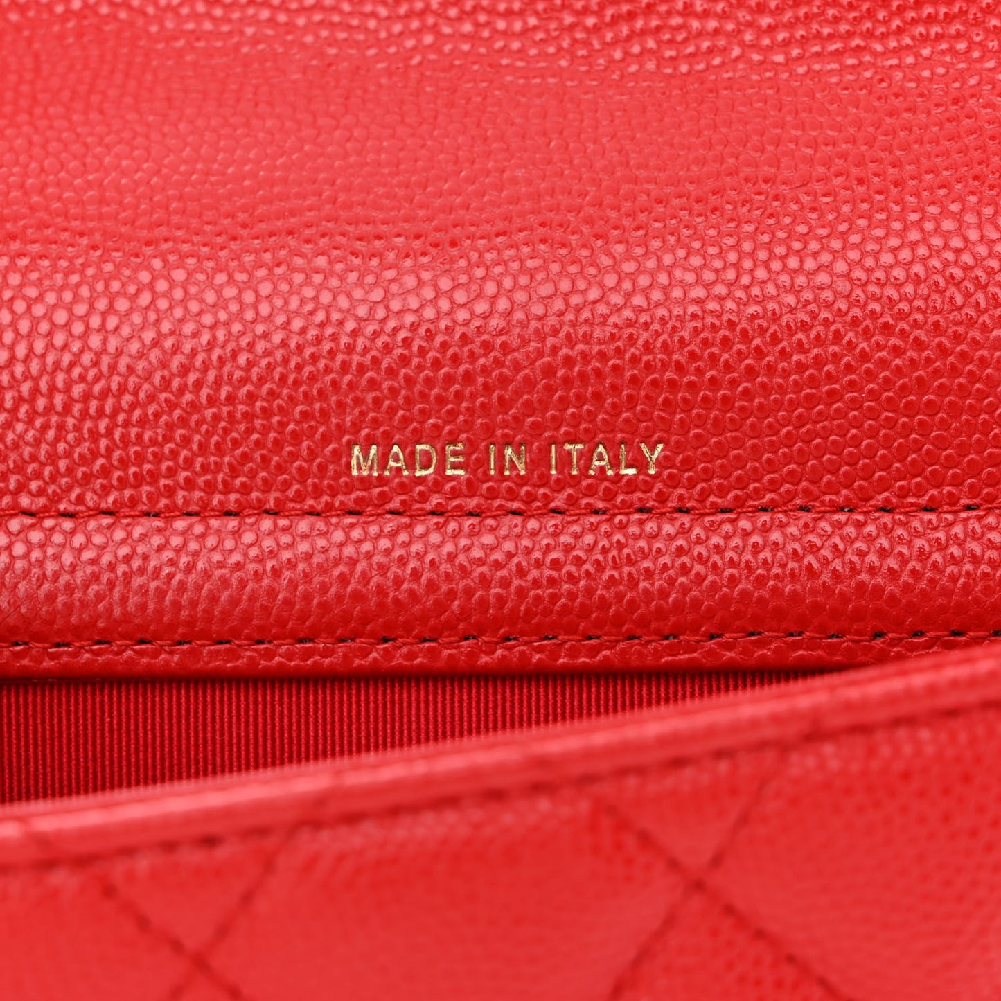 Caviar Quilted Flap Phone Holder With Chain Red
