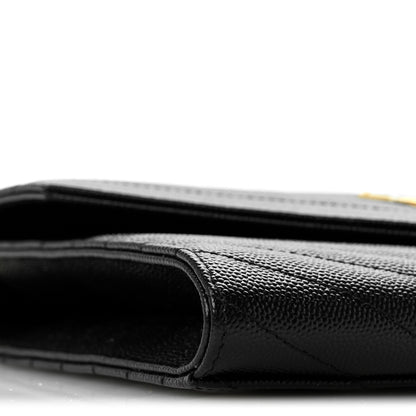 Saint Laurent Grain De Poudre Matelasse Chevron Monogram Envelope Clutch Black 9 of 12