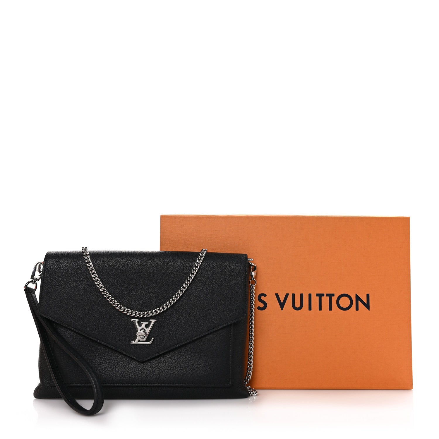 Louis Vuitton LOUIS VUITTON Soft Calfskin My Lockme Chain Pochette Black 10 of 10