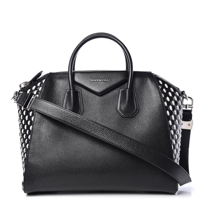 Givenchy Sugar Goatskin Woven Medium Antigona Black White 1 of 10