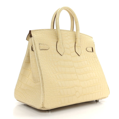 Hermes Matte Alligator Birkin 25 Vanille 3 of 12