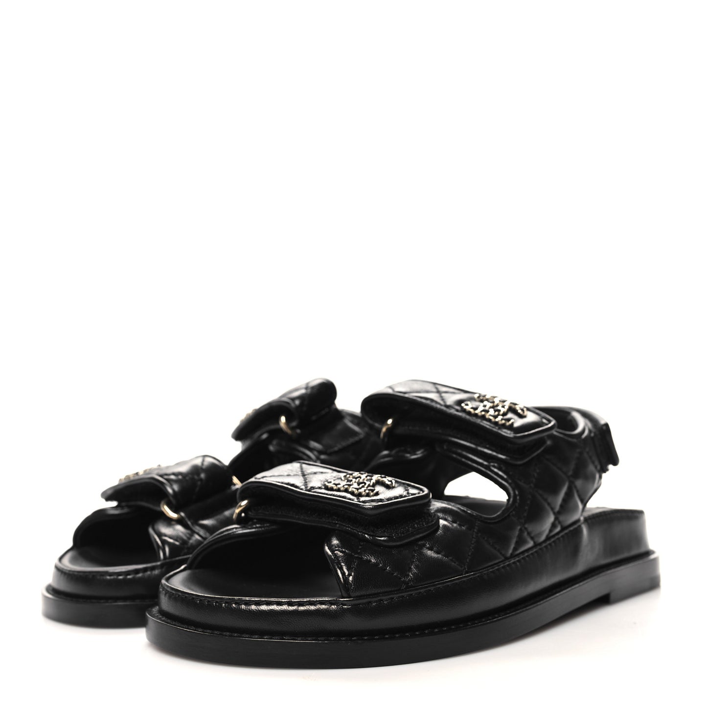 Lambskin Velcro Dad Sandals 35 Black