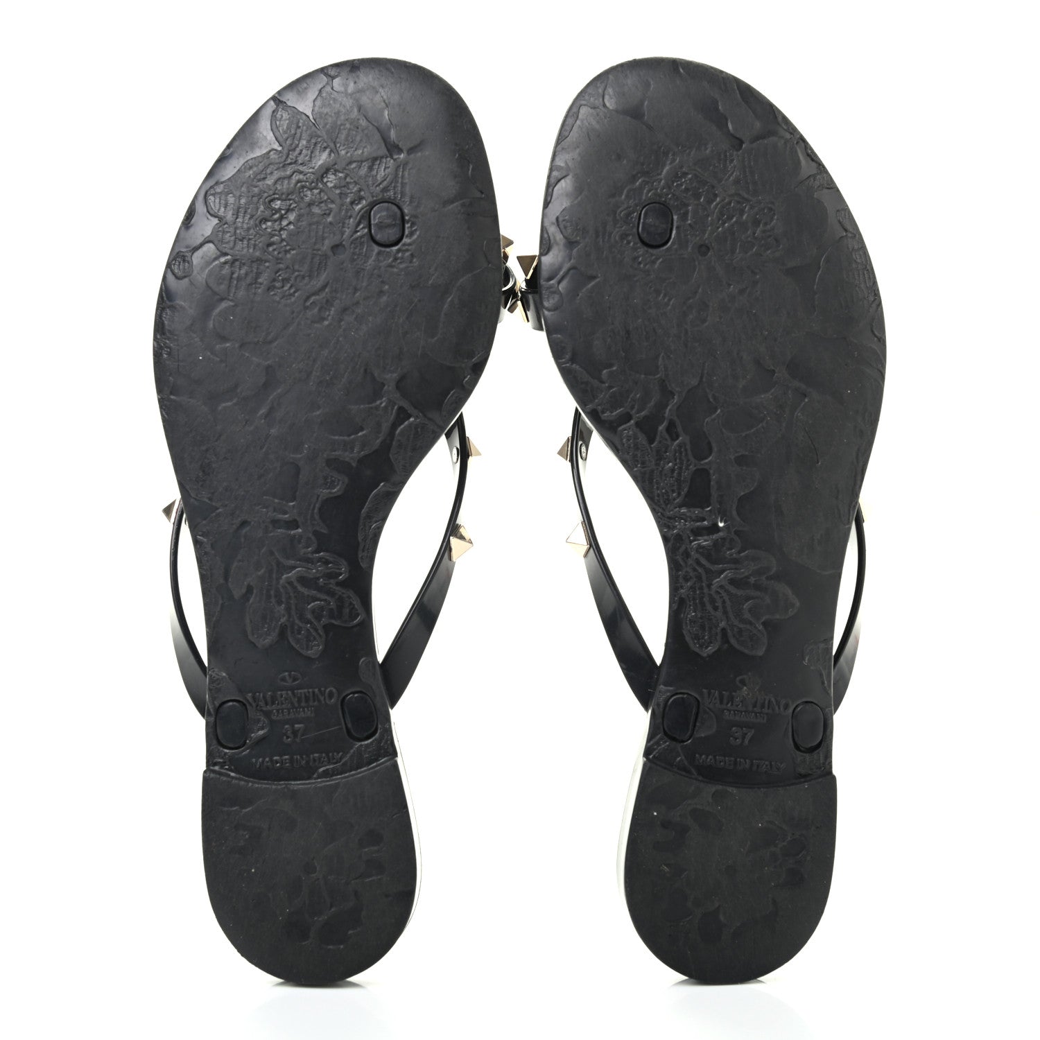 Valentino Garavani PVC Jelly Rockstud Bow Thong Sandals 37 Black 5 of 7
