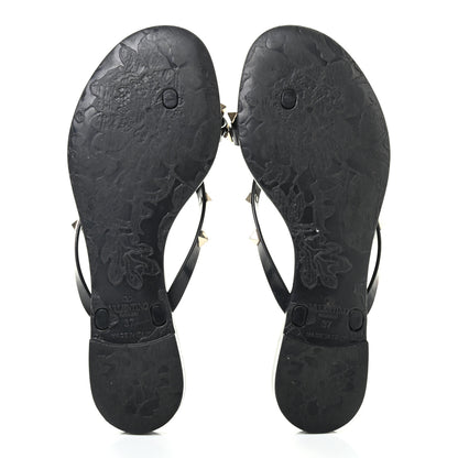 Valentino Garavani PVC Jelly Rockstud Bow Thong Sandals 37 Black 5 of 7