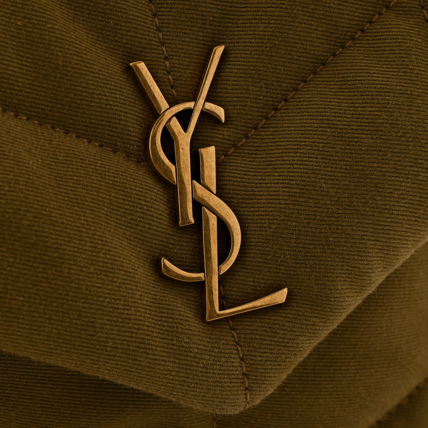 Saint Laurent Canvas Quilted Toy Loulou Puffer Monogram Chain Satchel Fir Green 11 of 11