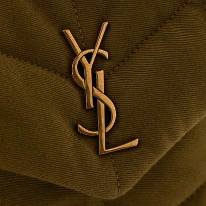 Saint Laurent Canvas Quilted Toy Loulou Puffer Monogram Chain Satchel Fir Green 11 of 11
