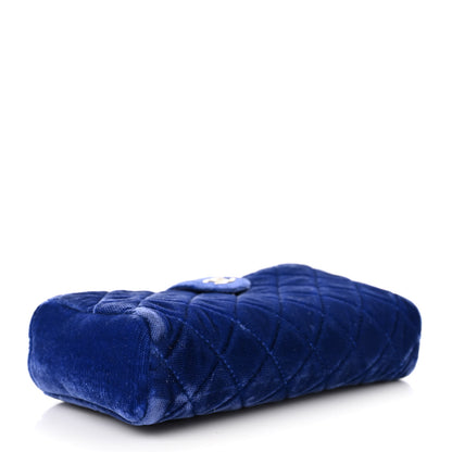 Chanel Velvet Quilted Mini Phone Holder Crossbody Bag Blue 4 of 12