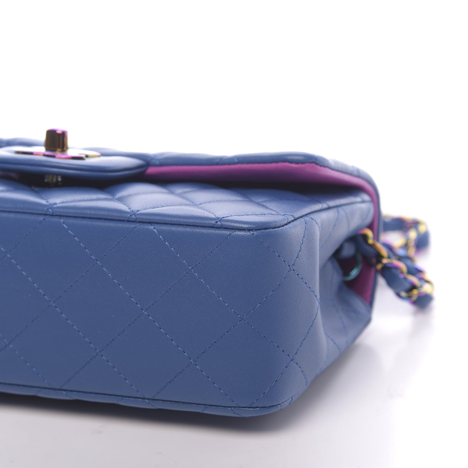 Chanel Lambskin Quilted Mini Rectangular Flap Blue Purple 9 of 10