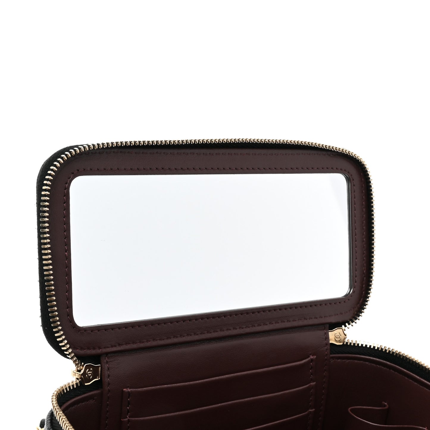 Caviar Quilted Small Vanity Case With Chain Black