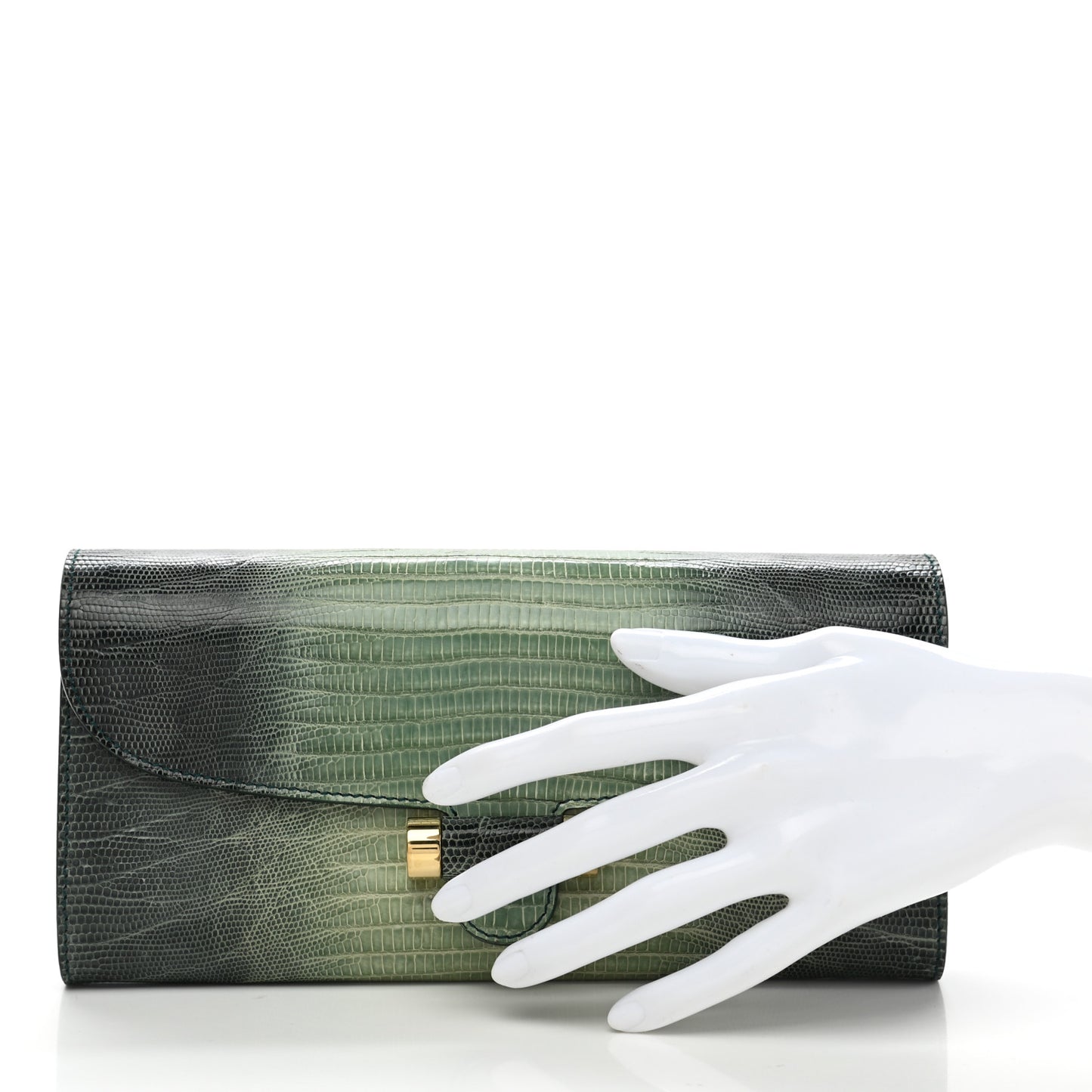 Ombre Lizard Muse Clutch Green
