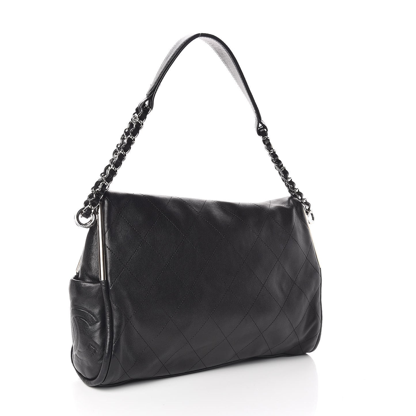Lambskin Stitched Medium Ultimate Soft Tote Black
