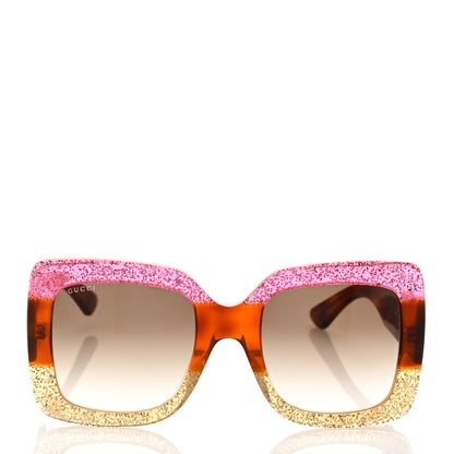Gucci Square Frame GG0083S Sunglasses Glitter Pink Multi 2 of 8