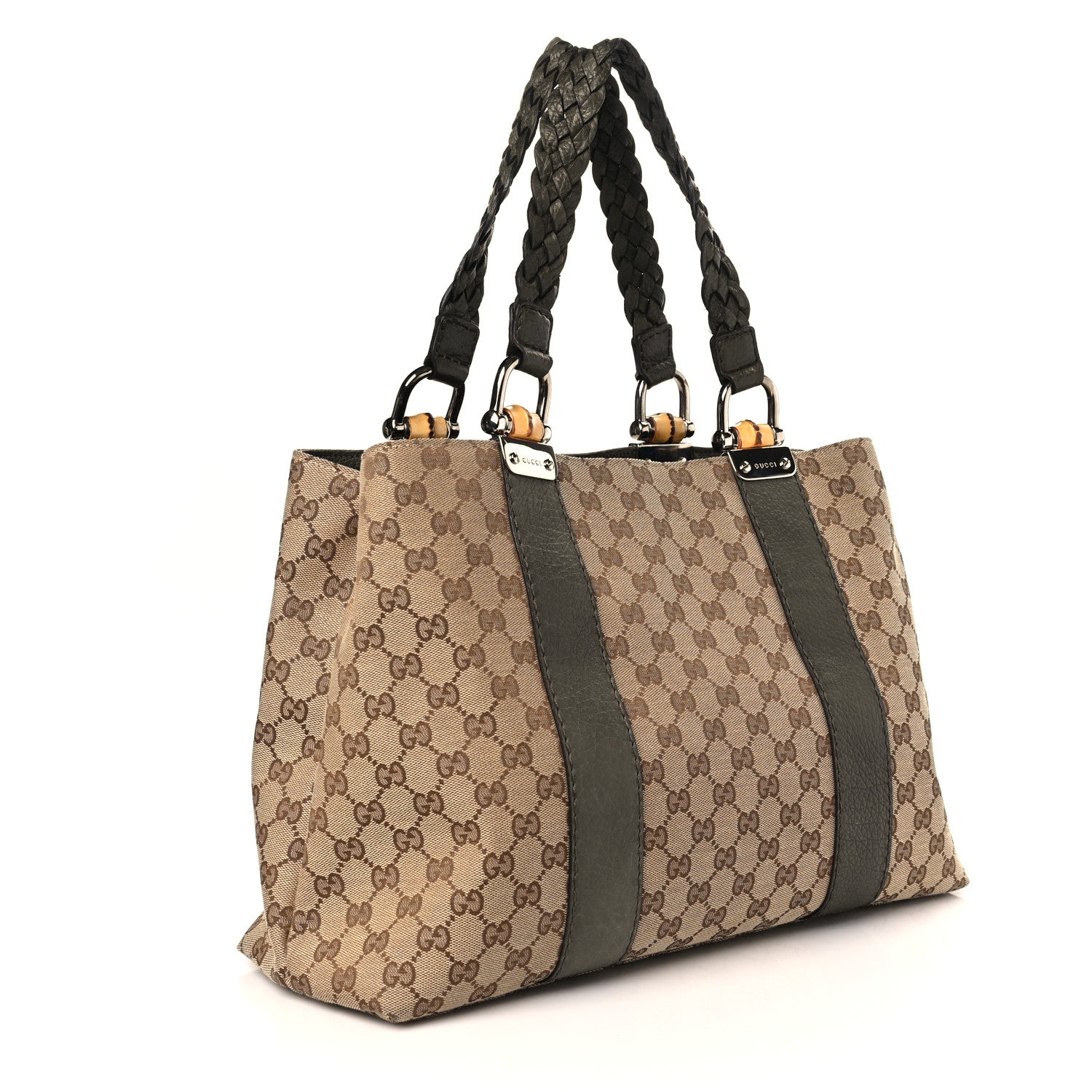 Gucci Monogram Bamboo Bar Medium Tote Olive 3 of 9