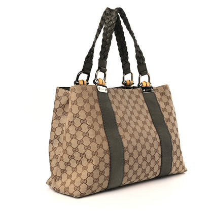 Gucci Monogram Bamboo Bar Medium Tote Olive 3 of 9