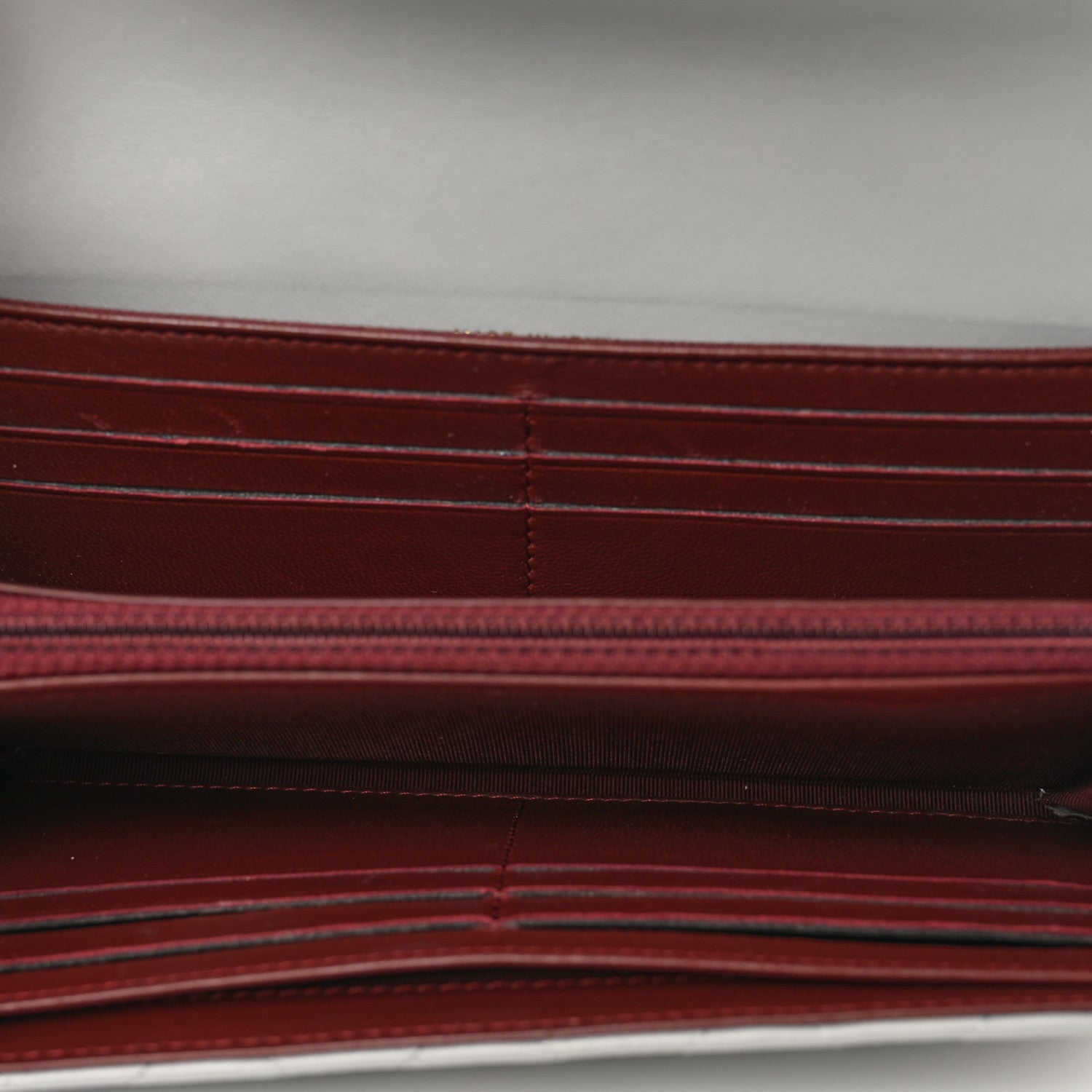 Chanel Lambskin Quilted Large Two Tone Day Gusset Flap Wallet Grey Burgundy 5 of 10