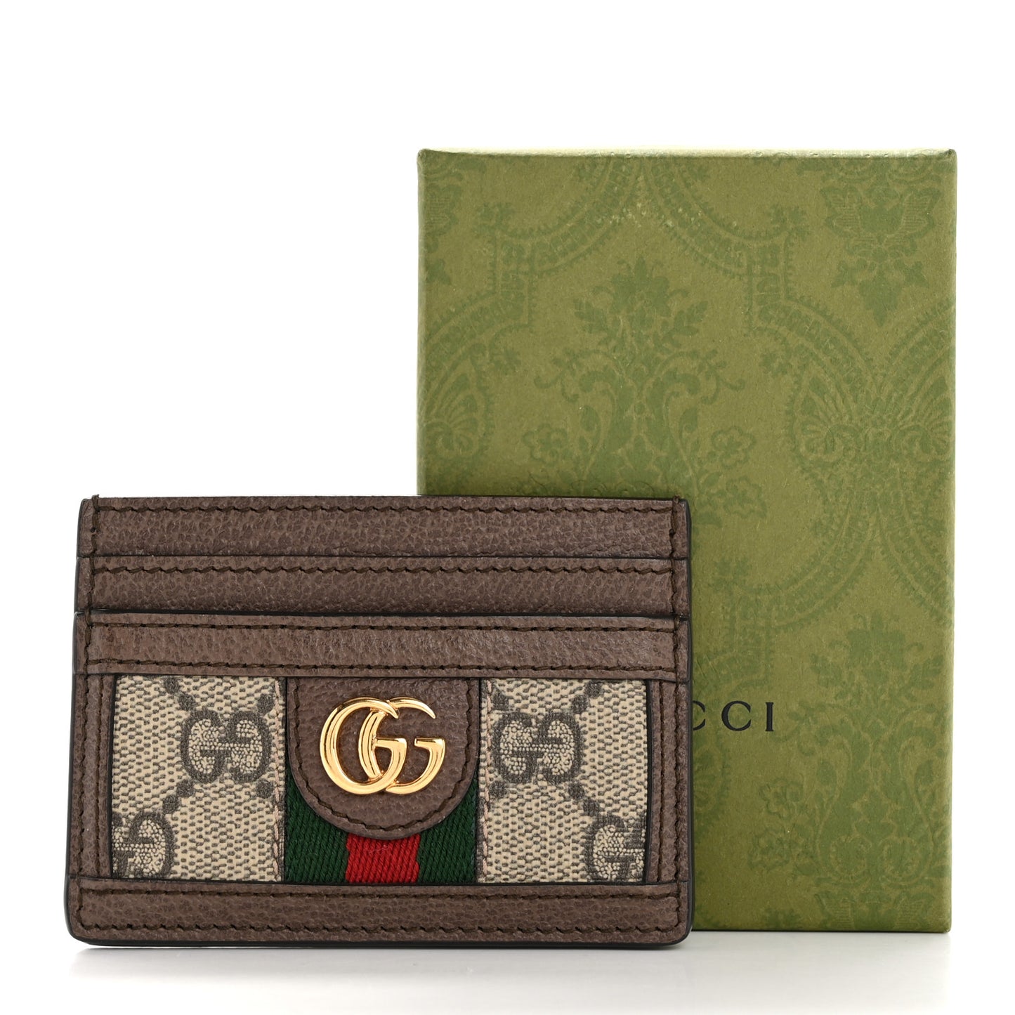 GG Supreme Monogram Ophidia Card Holder Brown