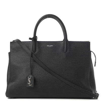 Saint Laurent Grained Calfskin Medium Cabas Rive Gauche Black 1 of 17