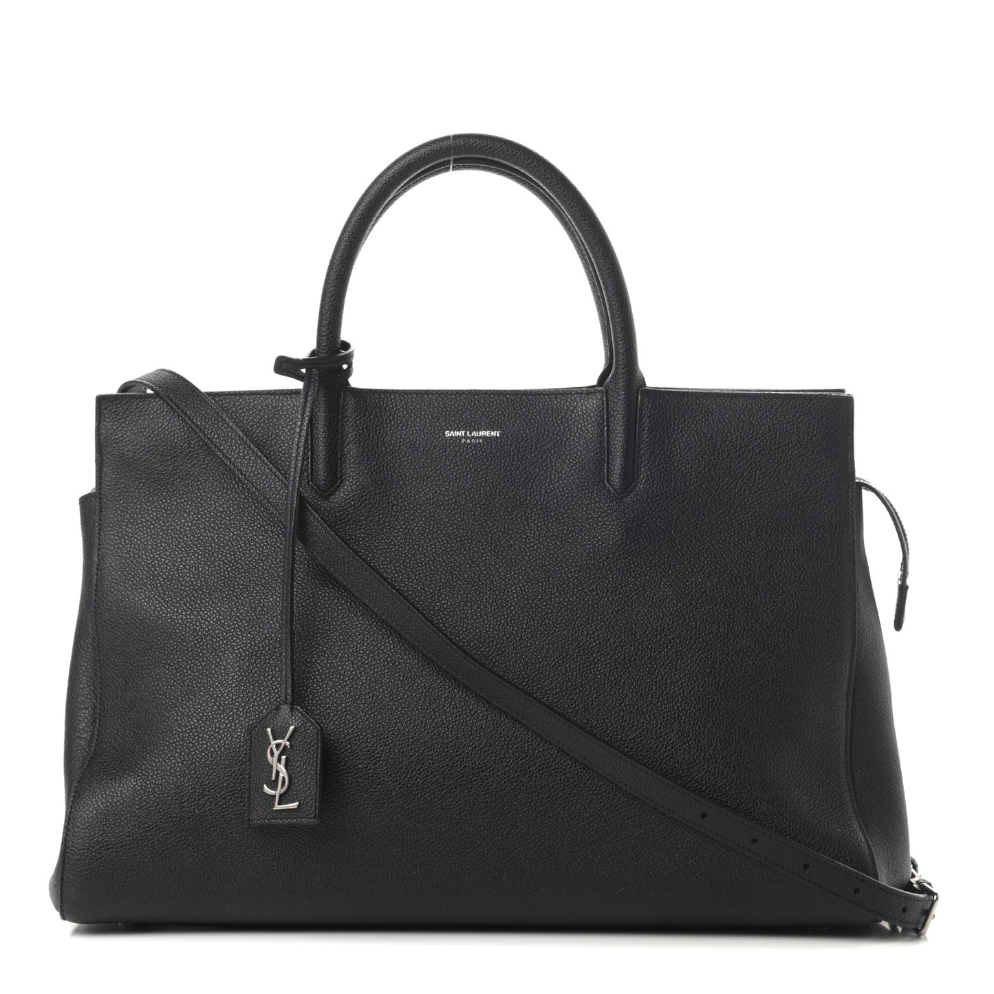 Grained Calfskin Medium Cabas Rive Gauche Black