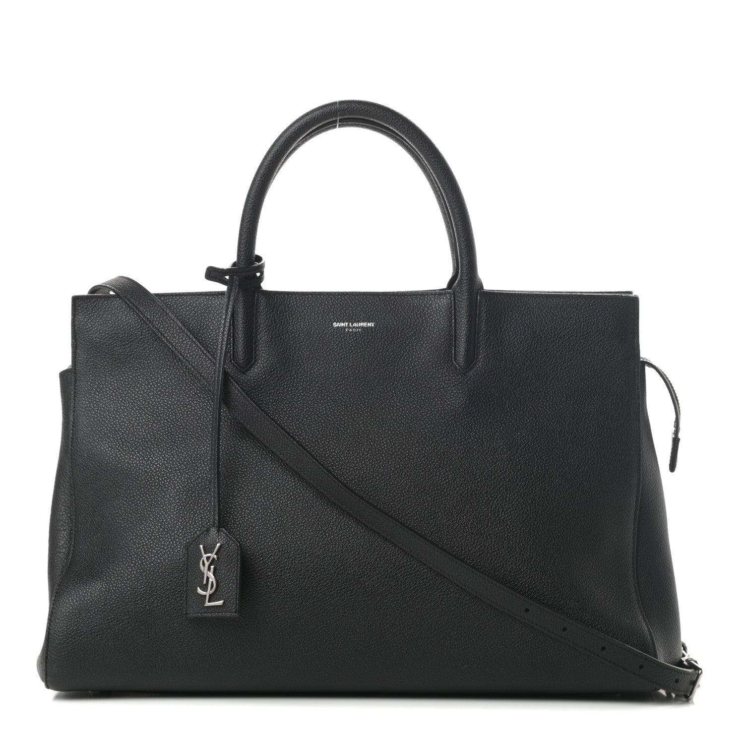 Saint Laurent Grained Calfskin Medium Cabas Rive Gauche Black 1 of 17