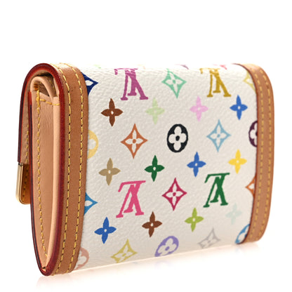 Louis Vuitton Monogram Multicolor Porte-Monnaie Plat Coin Purse White 3 of 6