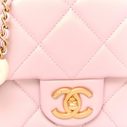 Chanel Pearly Lambskin Pearl Quilted Small Flap Pink 8 of 11