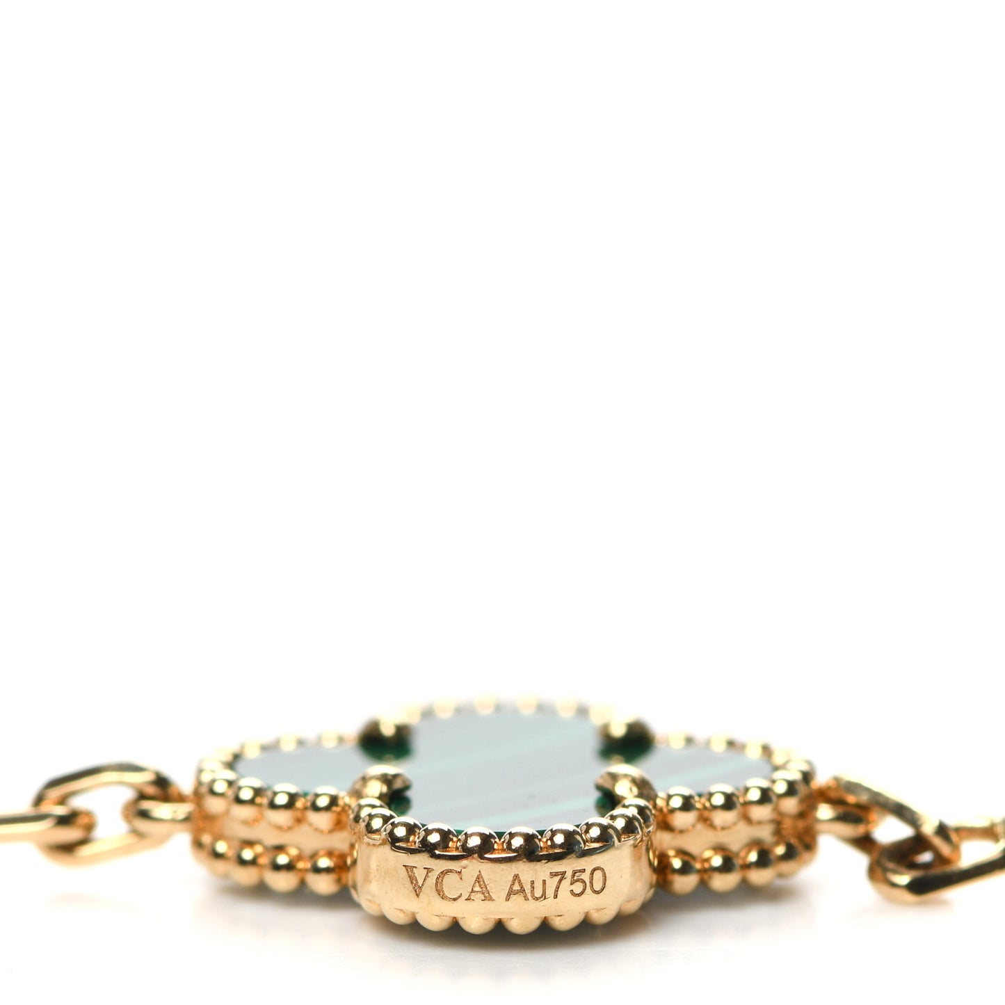 18K Yellow Gold Malachite 5 Motifs Vintage Alhambra Bracelet