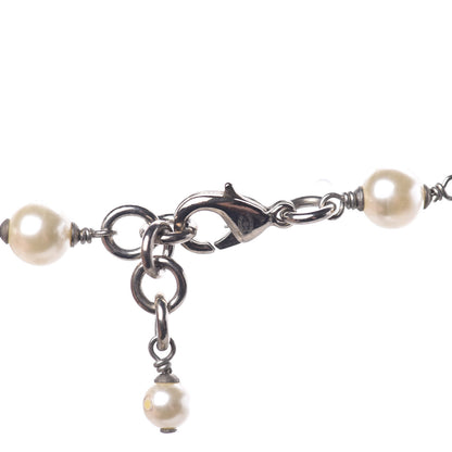 Chanel Crystal Pearl CC Long Necklace Silver 5 of 6