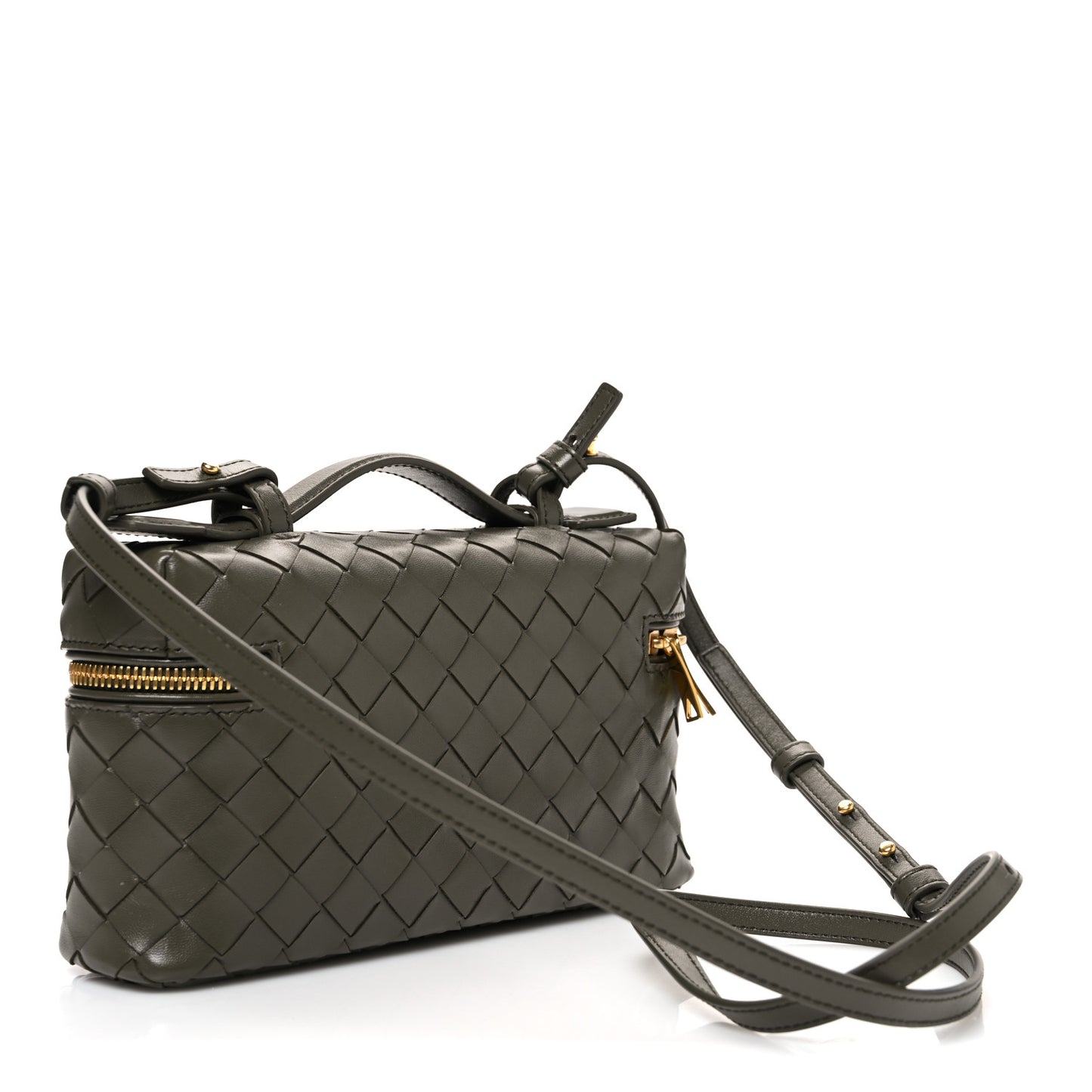 Calfskin Intrecciato Bang Bang Vanity Case Kaki