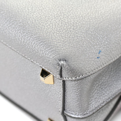 MCM Metallic Grained Calfskin Mini Milla Tote Spike Silver 15 of 21