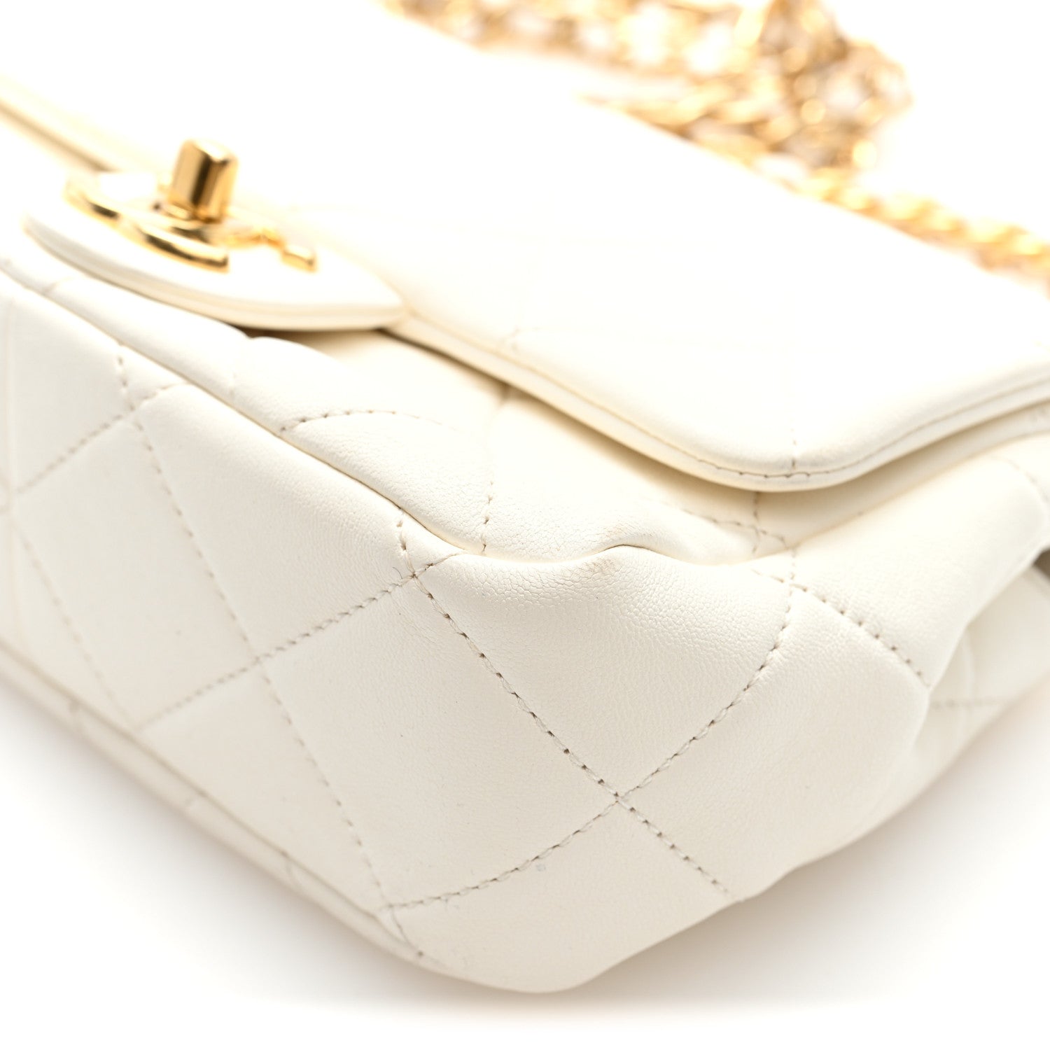 Chanel Lambskin Metal Quilted Mini Top Handle Square Flap White 10 of 10