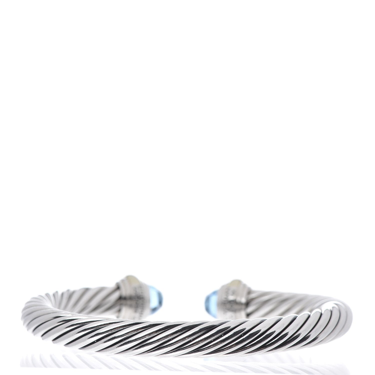 David Yurman Sterling Silver 14K Yellow Gold Blue Topaz 7mm Cable Classics Bracelet 3 of 5
