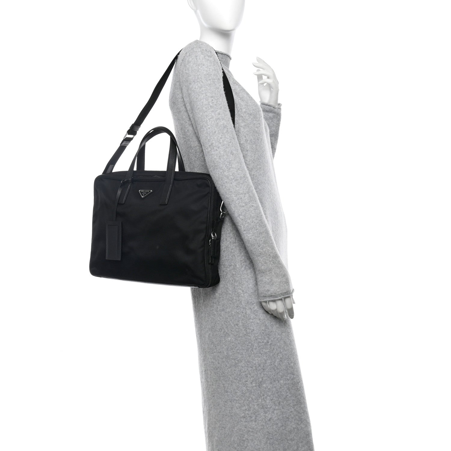 Prada Tessuto Nylon Saffiano Briefcase Black 1659951