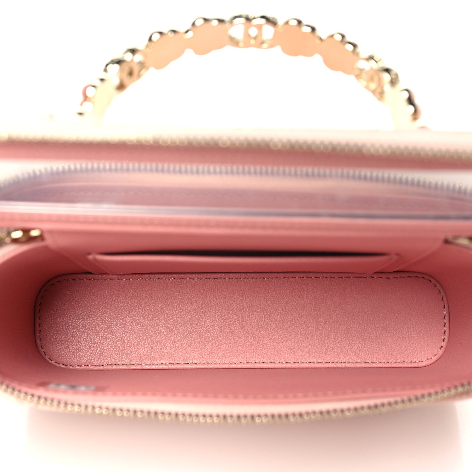 Chanel Lambskin Quilted Metal Enamel Flower Mini Top Handle Vanity Case With Chain Light Pink 5 of 11