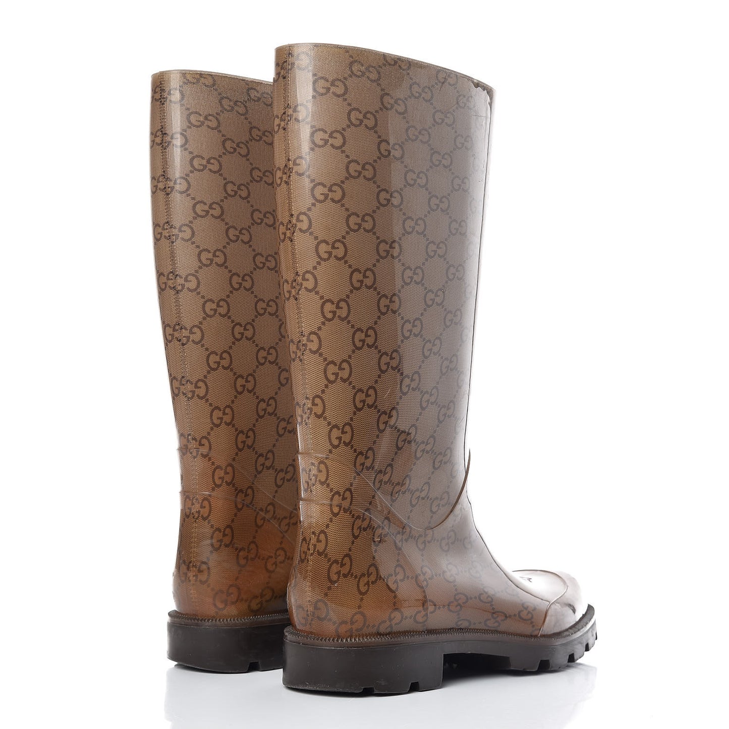 Rubber Monogram Edinburg Rain Boots 38 Transparent Cocoa