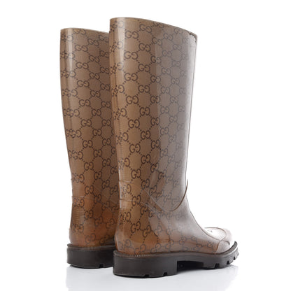 Gucci Rubber Monogram Edinburg Rain Boots 38 Transparent Cocoa 4 of 14