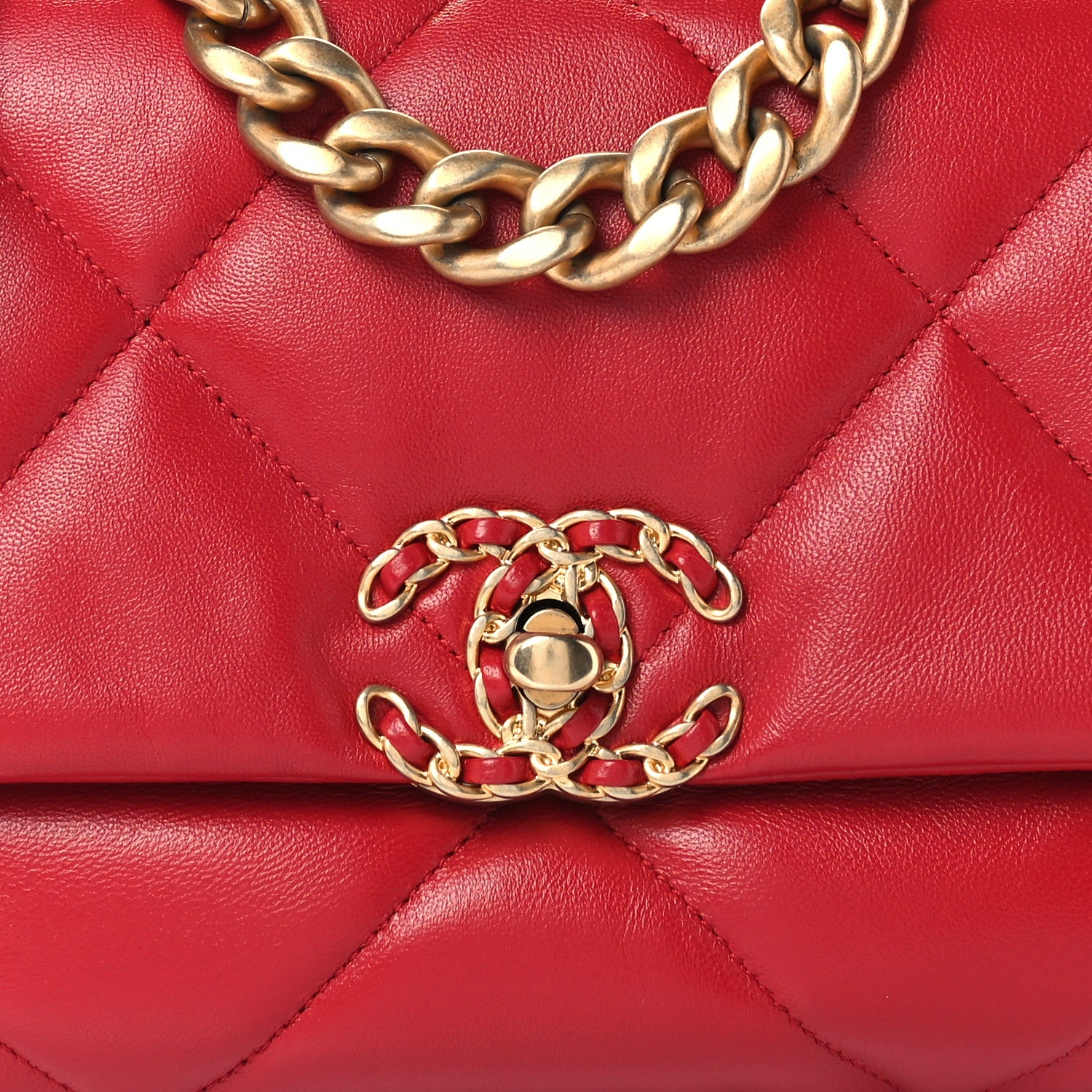 Chanel Lambskin Quilted Medium Chanel 19 Flap Red 8 of 10