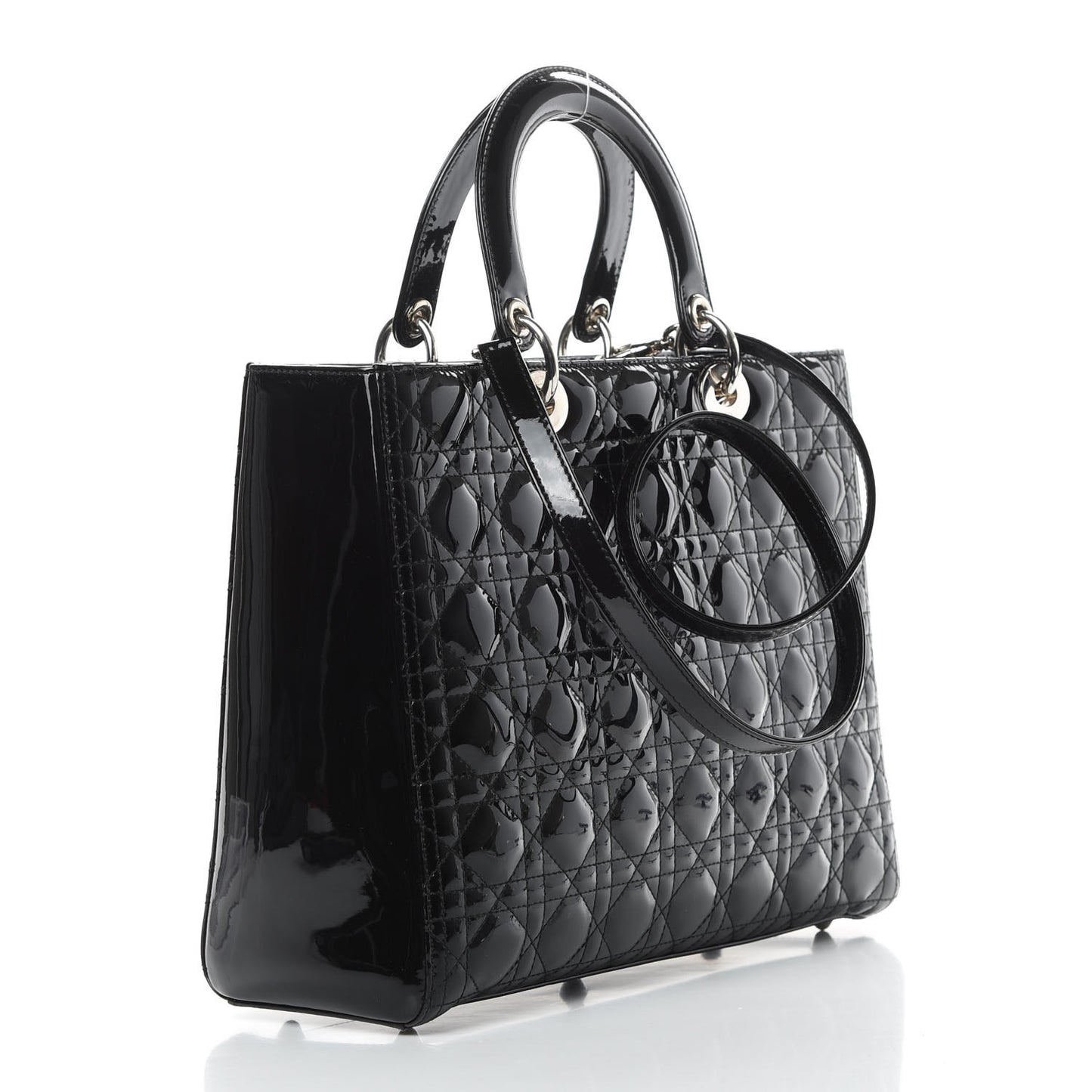 Patent Cannage Large Lady Dior Black