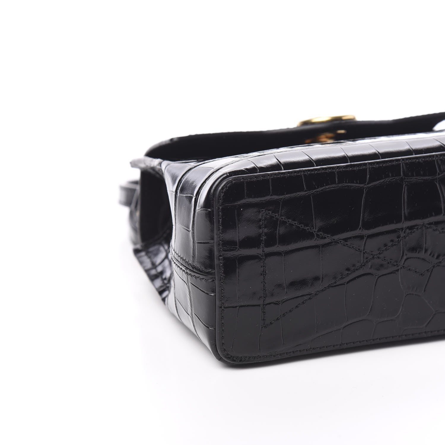 Mulberry Shiny Croc Calfskin Embossed Micro Seaton Black 6 of 8