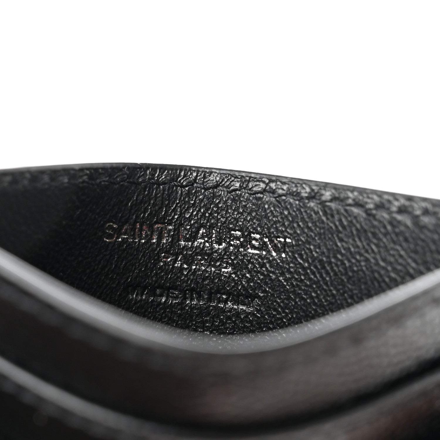 Saint Laurent Grain De Poudre Matelasse Chevron Monochrome Monogram Credit Card Case Black 6 of 7