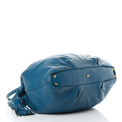 MCM Grained Calfskin Drawstring Bucket Bag Blue 5 of 16