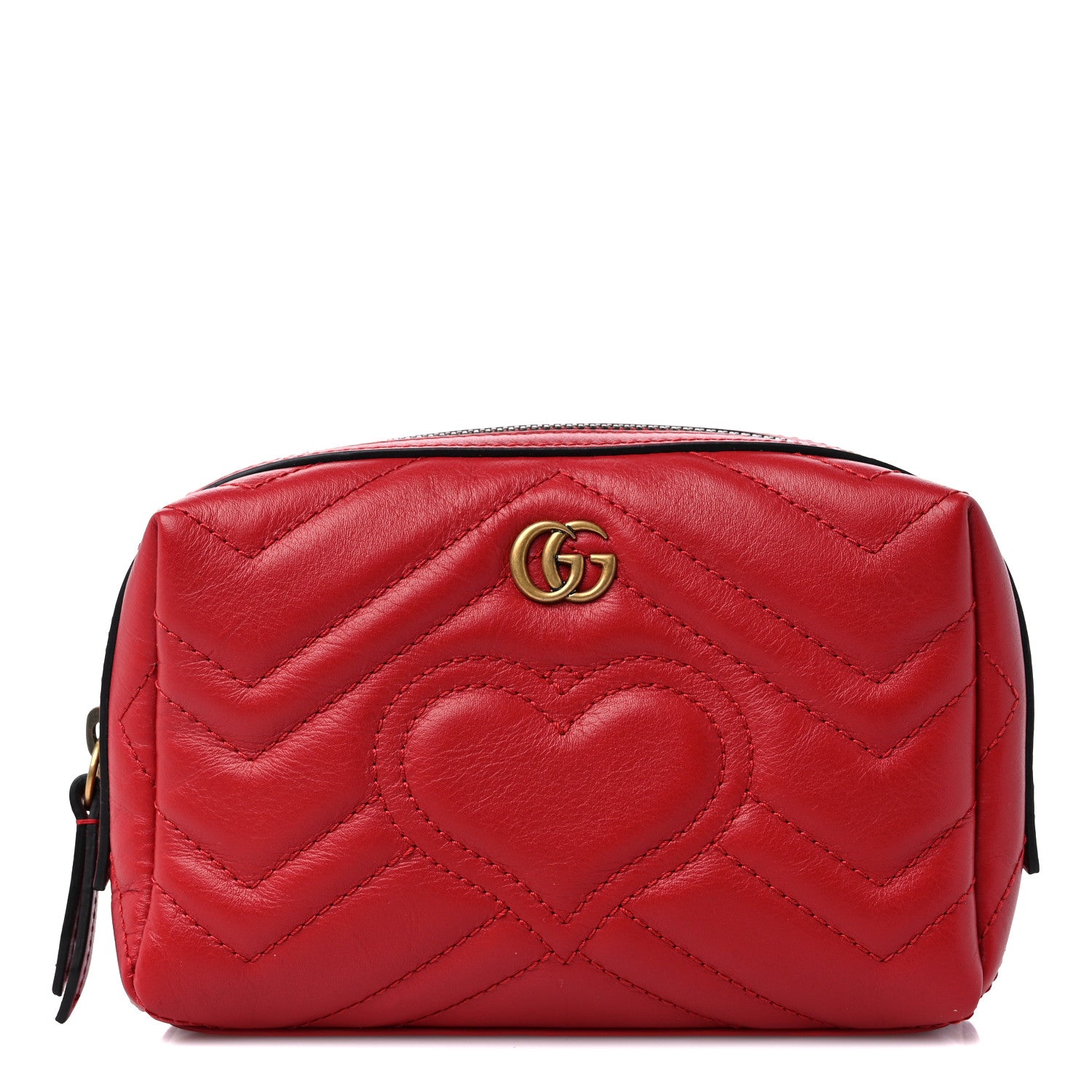Gucci Calfskin Matelasse GG Marmont Cosmetic Case Hibiscus Red 1 of 10