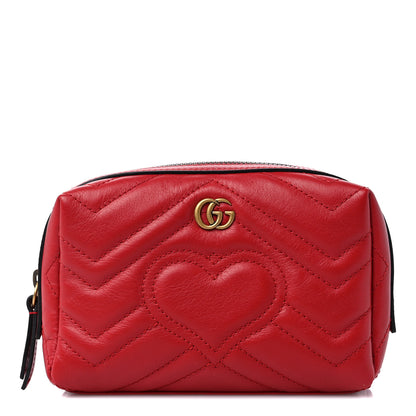 Gucci Calfskin Matelasse GG Marmont Cosmetic Case Hibiscus Red 1 of 10