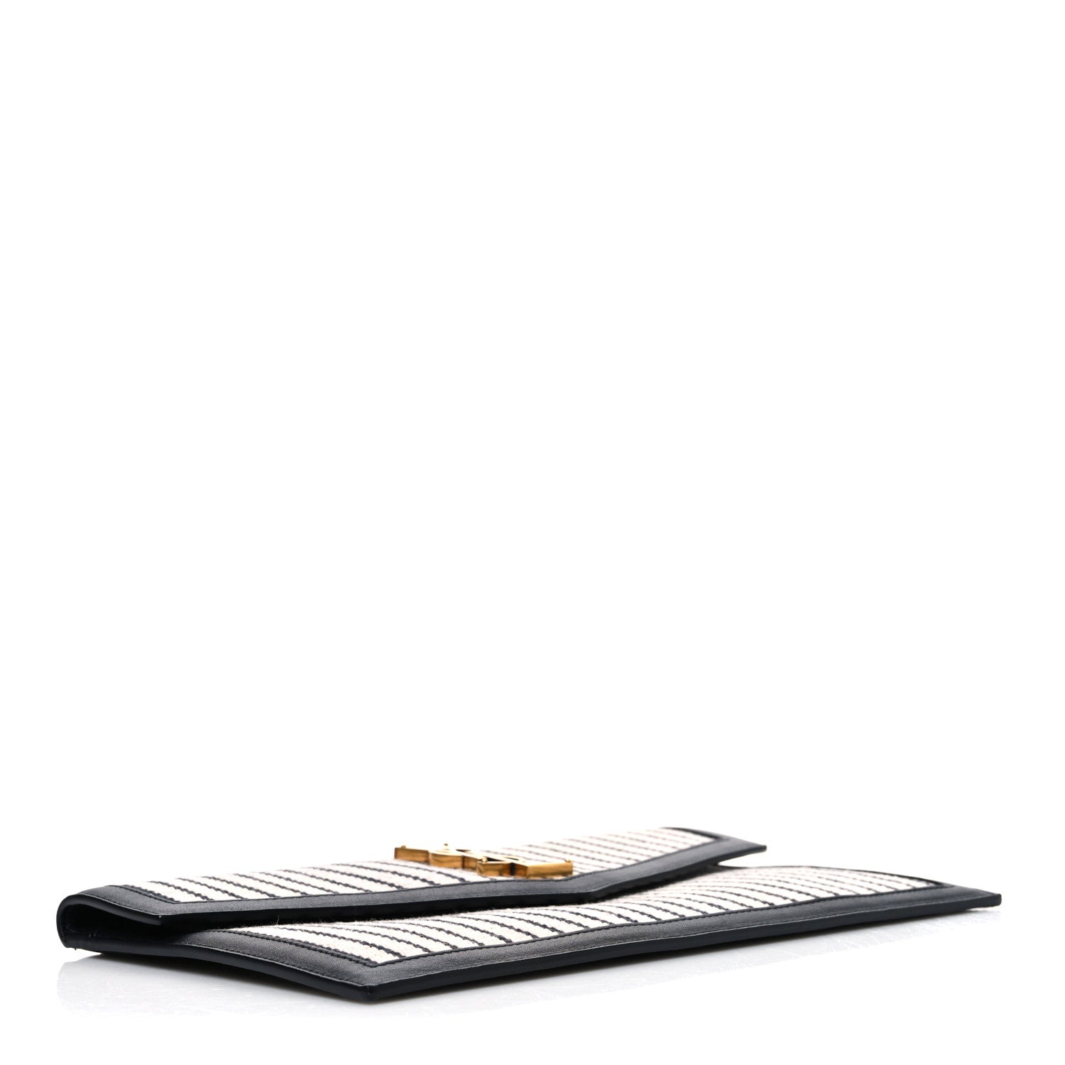 Saint Laurent Canvas Striped Uptown Pouch Beige Black 4 of 7