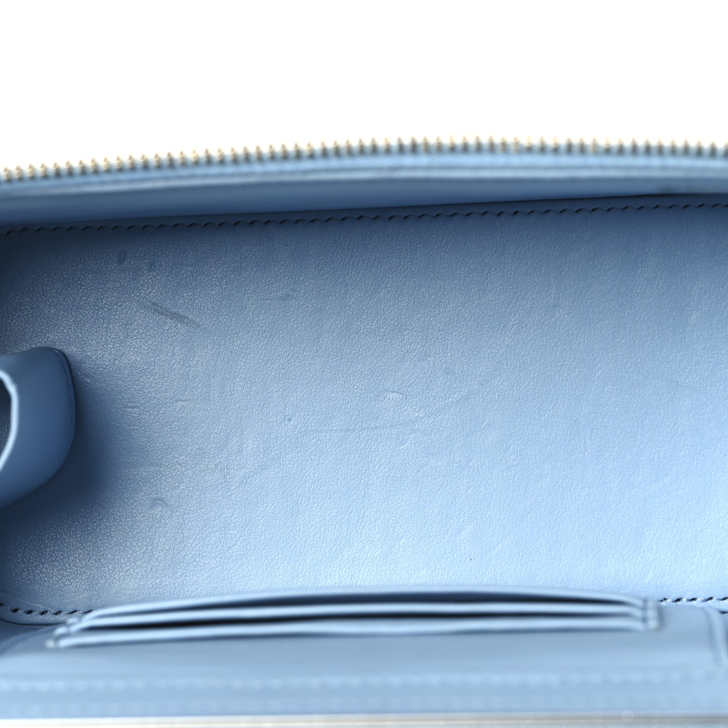 Caviar Quilted Small Tiny CC Vanity Case With Chain Light Blue Light Blue